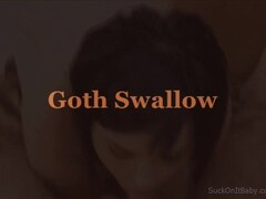 Goth Swallows Cum Thumb