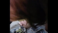 Brunette teen passionately sucks off a big dick in the car Thumb