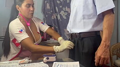 doctor threesome, she takes out the semen from her patient&#039_s stepbrother and masturbates her cu Thumb