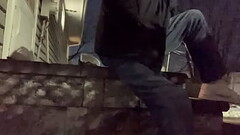 Night time stretch on steps time lapse Thumb